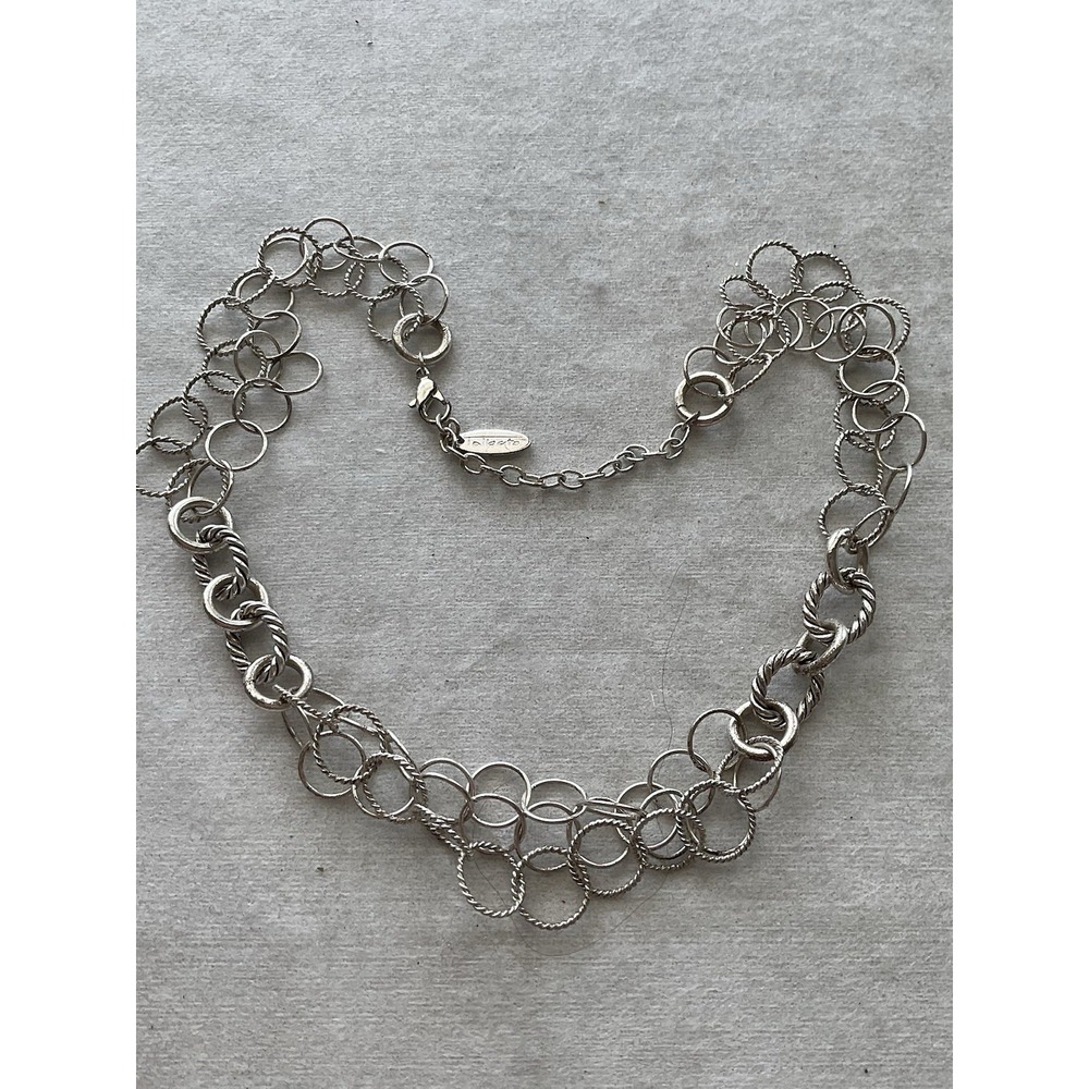 Talbots silver-tone multi-ring link necklace Chunky Estate Jewelry